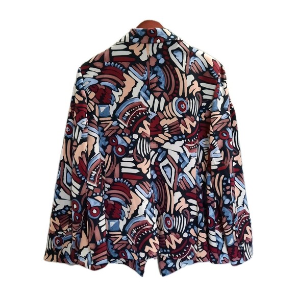 NINA PARKER Trendy Abstract Blazer Jacket Multicolor Red Blue Plus Size 3X - Picture 2 of 14
